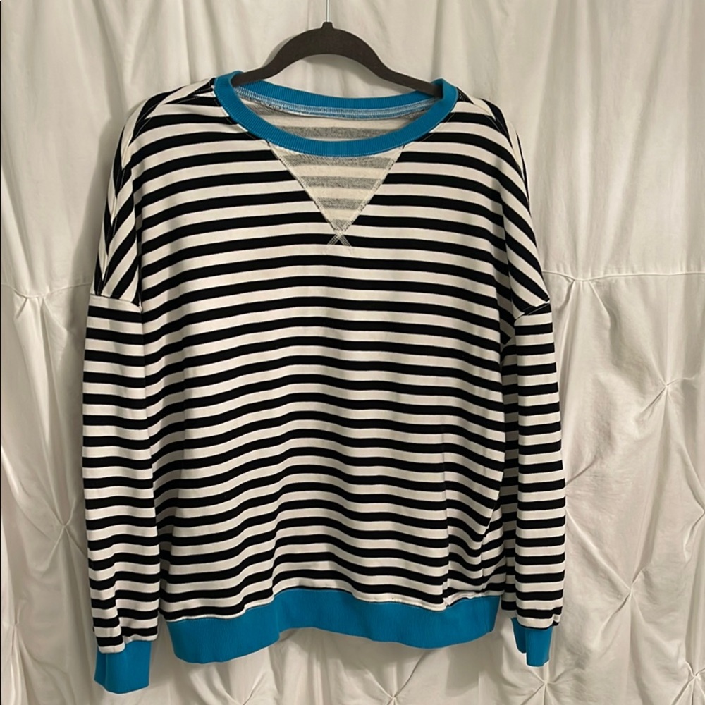 Black and White Striped Jersey Top